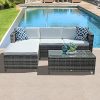 PATIOROMA-5pc-Outdoor-PE-Wicker-Rattan-Sectional-Furniture-Set-with-Cream-White-Seat-and-Back-Cushions-Blue-Throw-Pillows-Steel-Frame-Gray-0