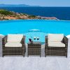 PATIOROMA-Patio-Conversation-SetGrey-Rattan-PE-Wicker-Patio-Furniture-Bistro-Sets-with-Two-Single-Chairs-Glass-Coffee-Table-White-Cushion-Steel-Frame-0-0