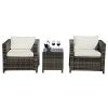 PATIOROMA-Patio-Conversation-SetGrey-Rattan-PE-Wicker-Patio-Furniture-Bistro-Sets-with-Two-Single-Chairs-Glass-Coffee-Table-White-Cushion-Steel-Frame-0
