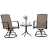 PHI-VILLA-3-PC-Swivel-Chair-Set-Patio-Bistro-Set-with-2-Chairs-and-1-Table-Brown-0