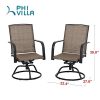PHI-VILLA-3-PC-Swivel-Chair-Set-Patio-Bistro-Set-with-2-Chairs-and-1-Table-Brown-0-2