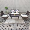 Pamapic-Outdoor-4Piece-Patio-Furniture-Sets-PS-Board-Table-Brown-Embossing-PE-Rattan-Wicker-Sofa-and-Chairs-Set-with-Coffee-TableBeige-Cushion-0-0