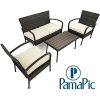 Pamapic-Outdoor-4Piece-Patio-Furniture-Sets-PS-Board-Table-Brown-Embossing-PE-Rattan-Wicker-Sofa-and-Chairs-Set-with-Coffee-TableBeige-Cushion-0