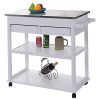Patio-Chairs-Swings-Benches-NEW-White-Rolling-Kitchen-Trolley-Cart-Stainless-Steel-Flip-Top-WDrawers-Casters-0-0