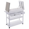 Patio-Chairs-Swings-Benches-NEW-White-Rolling-Kitchen-Trolley-Cart-Stainless-Steel-Flip-Top-WDrawers-Casters-0-2