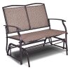 Patio-Glider-Rocking-Bench-Double-2-Person-Chair-Loveseat-Simple-Functional-and-Stylish-4-Fixed-Chair-Legs-For-Steadiness-Metal-Frame-Comfortable-Fabric-Sturdy-Firm-And-Durable-Brown-Finish-0-1