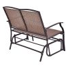 Patio-Glider-Rocking-Bench-Double-2-Person-Chair-Loveseat-Simple-Functional-and-Stylish-4-Fixed-Chair-Legs-For-Steadiness-Metal-Frame-Comfortable-Fabric-Sturdy-Firm-And-Durable-Brown-Finish-0-2