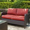 Patio-Loveseat-with-Cushions-Made-from-Flat-Resin-Wicker-Durable-Steel-Frame-With-Clen-Line-Silhouette-and-Cushions-in-Brown-Red-Color-0-1