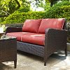 Patio-Loveseat-with-Cushions-Made-from-Flat-Resin-Wicker-Durable-Steel-Frame-With-Clen-Line-Silhouette-and-Cushions-in-Brown-Red-Color-0-2