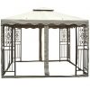 PierSurplus-10-ft-x-10-ft-Outdoor-Double-Roof-Steel-Gazebo-with-Beige-Canopy-and-Mosquito-Netting-Product-SKU-GA01008-0