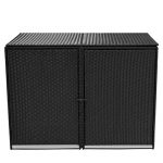Poly-Rattan-Double-Wheelie-Bin-Shed-Shelter-Hider-Cover-Black-0