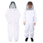 Qlychee-Full-Body-Beekeeping-Suit-White-Cotton-Bee-Keeping-Coverall-Uniform-Veil-Hood-0