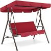 Red-2-Persons-Outdoor-Canopy-Swing-Bench-Glider-Hammock-Patio-Yard-Backyard-Lawn-Deck-Garden-Porch-Pool-Side-Furniture-Decoration-Polyester-And-Durable-Steel-Frame-Great-Piece-For-Summer-Relaxation-0