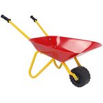 Red-Functional-Kids-Metal-Wheelbarrow-Yard-Tool-w-Rubber-Handle-0