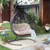 Resin-Wicker-Hanging-Egg-Loveseat-Swing-Chair-Indoor-Outdoor-Patio-Backyard-Furniture-with-Cushion-and-Stand-Espresso-0