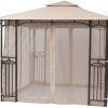 SORARA-10-x-10-Feet-Gazebo-Soft-Top-Cabana-Fully-Enclosed-Garden-Canopy-with-Mosquito-Netting-for-Garden-Outdoor-Event-Cabana-Party-Party-Canopy-Brown-Khaki-Beige-0