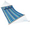 SUNMERIT-Hammock-Quilted-Fabric-with-Pillow-Double-Size-Spreader-Bar-Heavy-Duty-Stylish-for-Outdoor-Garden-Patio-2-Person-450-lbs-CapacityBlue-Stripe-0