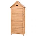 Single-Door-Outdoor-Wooden-Garden-Shed-5-Shelves-Solid-Fir-Wood-Construction-Tools-Lawn-Care-Equipment-Pool-Supplies-Storage-Organizer-Cabinet-Unit-Galvanized-Sheet-Roof-Weather-And-Rust-Resistant-0