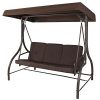 Sliverylake-Outdoor-3-Person-Canopy-Swing-Glider-Hammock-Patio-Furniture-Converting-Bed-Brown-0-0