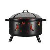 Stars-and-Moon-23-Portable-Outdoor-Fireplace-Fire-Pit-Ring-For-Backyard-Patio-Fire-RV-Patio-Heater-Stove-Camping-Bonfire-Picnic-Firebowl-No-Propane-Includes-Safety-Mesh-Cover-Poker-Stick-0-0