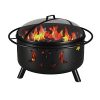 Stars-and-Moon-23-Portable-Outdoor-Fireplace-Fire-Pit-Ring-For-Backyard-Patio-Fire-RV-Patio-Heater-Stove-Camping-Bonfire-Picnic-Firebowl-No-Propane-Includes-Safety-Mesh-Cover-Poker-Stick-0-1