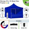 Strong-Instant-Canopy-Tent-Kits-w-Sidewalls-in-4-Colors3-Sizes-Pop-Up-Tent-w-3-Backwalls-1-Railskirt-Steel-Frame-Water-Resistant-450D-Canopy-w-Railskirt-Support-Bar-Roller-Bag-Stakes-0-0