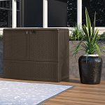 Stylish-Patio-Vertical-Deck-Box-Convenient-Storage-Double-Wall-Resin-Construction-Weather-Resistant-Resin-Long-Lasting-And-Durable-Front-Doors-Top-Lid-Opening-Brown-Finish-0-1