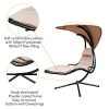 SunLife-Porch-Swing-Patio-Hanging-Chaise-Sling-Hammock-Lounger-Chair-with-Arc-Stand-Canopy-CushionBeige-0-1