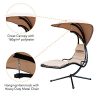 SunLife-Porch-Swing-Patio-Hanging-Chaise-Sling-Hammock-Lounger-Chair-with-Arc-Stand-Canopy-CushionBeige-0-2