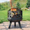 Sunnydaze-Retro-Fire-Pit-Bowl-Outdoor-Wood-Burning-Cast-Iron-Patio-Fireplace-with-Handles-and-Spark-Screen-26-Inch-0-0