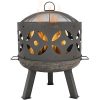 Sunnydaze-Retro-Fire-Pit-Bowl-Outdoor-Wood-Burning-Cast-Iron-Patio-Fireplace-with-Handles-and-Spark-Screen-26-Inch-0