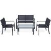 TANGKULA-4PCS-Patio-Conversation-Set-for-Outdoor-Indoor-Use-with-Glass-Top-Coffee-Table-Loveseat-2-Chairs-Home-Living-Room-Furniture-Balcony-Garden-Lawn-Modern-Patio-Furniture-Set-Black-0