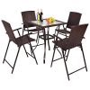 TANGKULA-5-Pcs-Patio-Furniture-Set-Square-Bar-Glass-Top-Table-and-4-Folding-Chairs-Wicker-Outdoor-0-0
