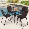TANGKULA-5-Pcs-Patio-Furniture-Set-Square-Bar-Glass-Top-Table-and-4-Folding-Chairs-Wicker-Outdoor-0-1