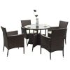 TANGKULA-5-Piece-Dining-Set-Patio-Furniture-Outdoor-Garden-Lawn-Rattan-Wicker-Table-and-Chairs-Set-Conversation-Chat-Set-with-Tempered-Glass-Top-Table-Round-Table-0-0