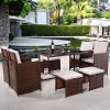TANGKULA-9-PCS-Outdoor-Patio-Dining-Set-Black-Garden-Pool-Lawn-Rattan-Wicker-Sofa-Conversation-Set-Furniture-Cushioned-Seat-Steel-Frame-and-Tempered-Glass-Table-Modern-Outdoor-Furniture-0-0
