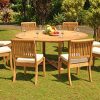 TeakStation-8-Seater-Grade-A-Teak-Wood-9-Pc-Dining-Set-72-Round-Dining-Table-8-Arbor-Stacking-Armless-Chairs-TSDSAB59-0-2