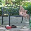 Traditional-Scroll-Curved-Back-Garden-Bench-Crafted-of-Solid-Metal-Powder-Coated-Tubular-Steel-Frame-Blackened-Finish-Polished-in-Weathered-Bronze-Sloping-Armrests-and-a-Comfortable-Contoured-Seat-0-2