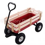 UBRTools-Outdoor-Wagon-ALL-Terrain-Pulling-Children-Kid-Garden-Cart-w-Wood-Railing-Red-0