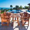 VIFAH-V187SET22-Outdoor-5-Piece-Wood-Dining-Set-with-Rectangular-Curvy-Dining-Table-and-4-Armchairs-0