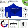 Vispronet-Strong-Instant-Canopy-Tent-Kits-with-Sidewalls-in-4-Colors3-Sizes-Pop-Up-Tent-w-3-Backwalls-Steel-Hex-Frame-Water-Resistant-450D-Canopy-with-Roller-Bag-Stake-Kit-0-0