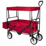 Wheelbarrows-Carts-Wagons-NEW-Folding-Wagon-WCanopy-Garden-Utility-Travel-Collapsible-Cart-Outdoor-Yard-Home-durable-steel-0
