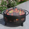 Wild-Bear-35-Portable-Outdoor-Fireplace-Fire-Pit-Ring-For-Backyard-Patio-Fire-RV-Patio-Heater-Stove-Camping-Bonfire-Picnic-Firebowl-No-Propane-Includes-Safety-Mesh-Cover-Poker-Stick-0