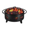 Wild-Bear-35-Portable-Outdoor-Fireplace-Fire-Pit-Ring-For-Backyard-Patio-Fire-RV-Patio-Heater-Stove-Camping-Bonfire-Picnic-Firebowl-No-Propane-Includes-Safety-Mesh-Cover-Poker-Stick-0-2