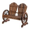 Wooden-Country-Style-Wagon-Two-Seater-with-Wagon-Wheel-Armrests-Outdoor-Bench-0-0