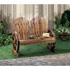 Wooden-Country-Style-Wagon-Two-Seater-with-Wagon-Wheel-Armrests-Outdoor-Bench-0