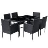 vidaXL-Patio-Rattan-Wicker-Garden-Seater-Dining-Set-6-Chair-Table-Glass-Black-0-1