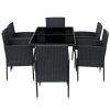 vidaXL-Patio-Rattan-Wicker-Garden-Seater-Dining-Set-6-Chair-Table-Glass-Black-0-2