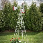 10-Ft-Premium-Aluminum-Decorative-Garden-Windmill-Red-Trim-0