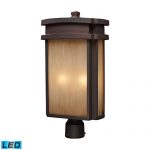 2-Light-Outdoor-Post-Light-In-Clay-Bronze-LED-800-Lumens-1600-Lumens-Total-With-Full-Scale-Dimming-Range-60-Watt-120-Watt-TotalEquivalent-120V-Replaceable-LED-Bulb-Included-0